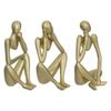 Set of 3 Decorative Figurines Women Golden