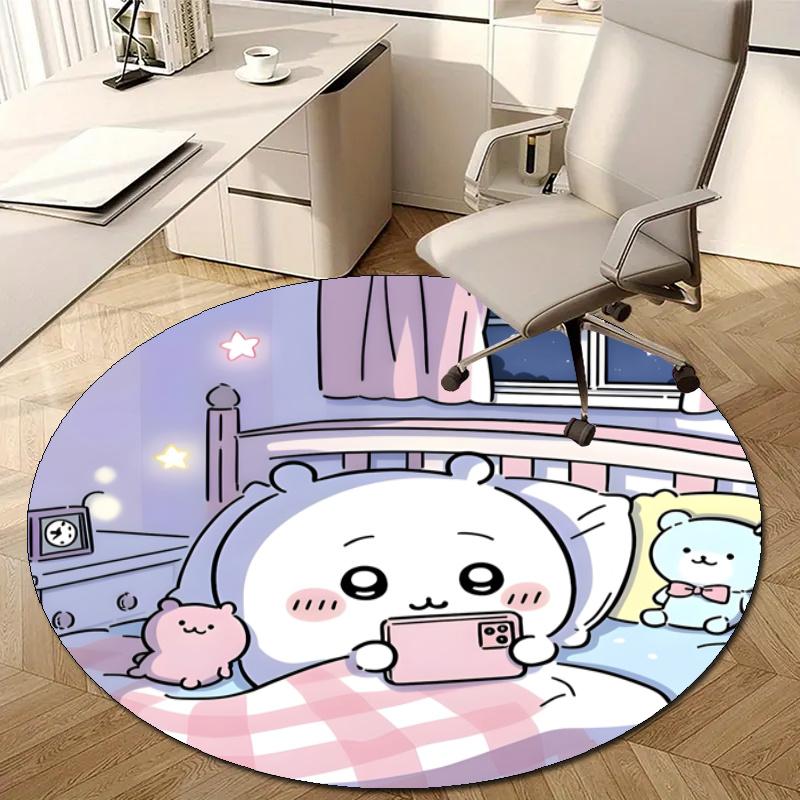 Personalized Chiikawa Round Chair Office Rug - Perfect for Mat, Office Chair & More - Ideal Gift for Birthdays and Holidays