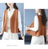 Lace-Trimmed V-Neck Knit Sweater Vest - Women's Spring/Autumn Fashionable Sleeveless Cardigan for Middle-Aged Moms