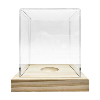 Afsluitbare Transparante Acryl Softbal Showcase Box Displaystandaard met Houten Basis Voor Sportmemorabilia Bescherming