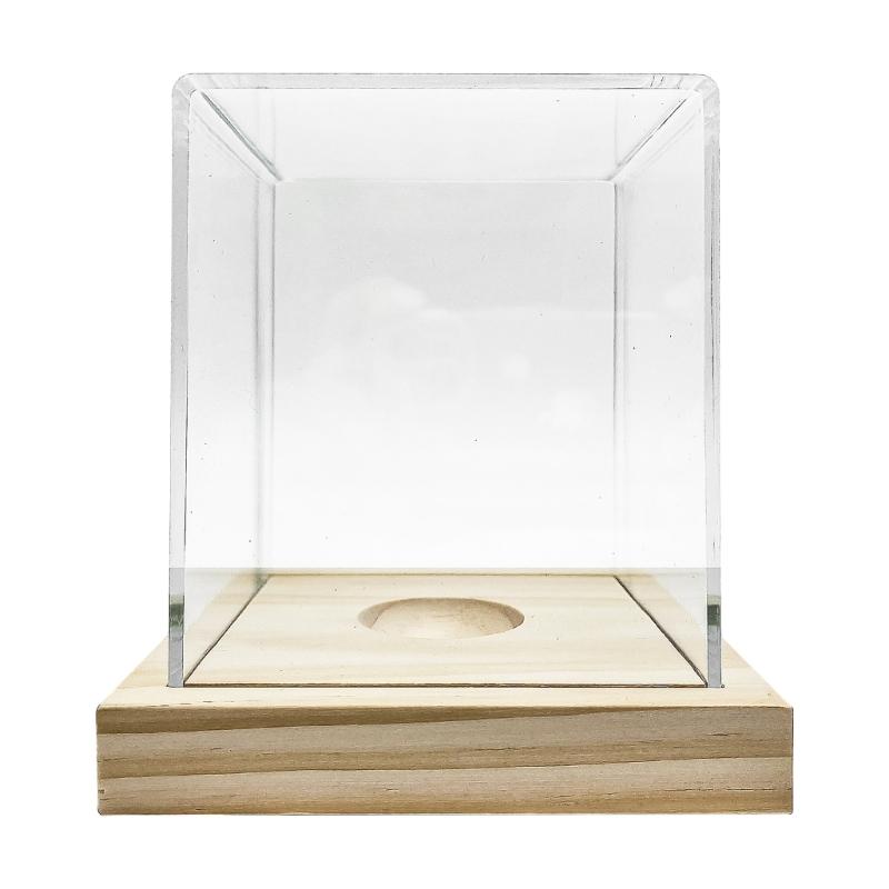 

Sealing Acrylic Softball Showcase Box Transparents Display Stand with Wooden Base For Sports Memorabilia Protecting 1