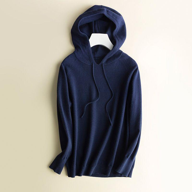 Locker gestrickter Damen-Hoodie aus weichem Kaschmir für kuscheligen Komfort