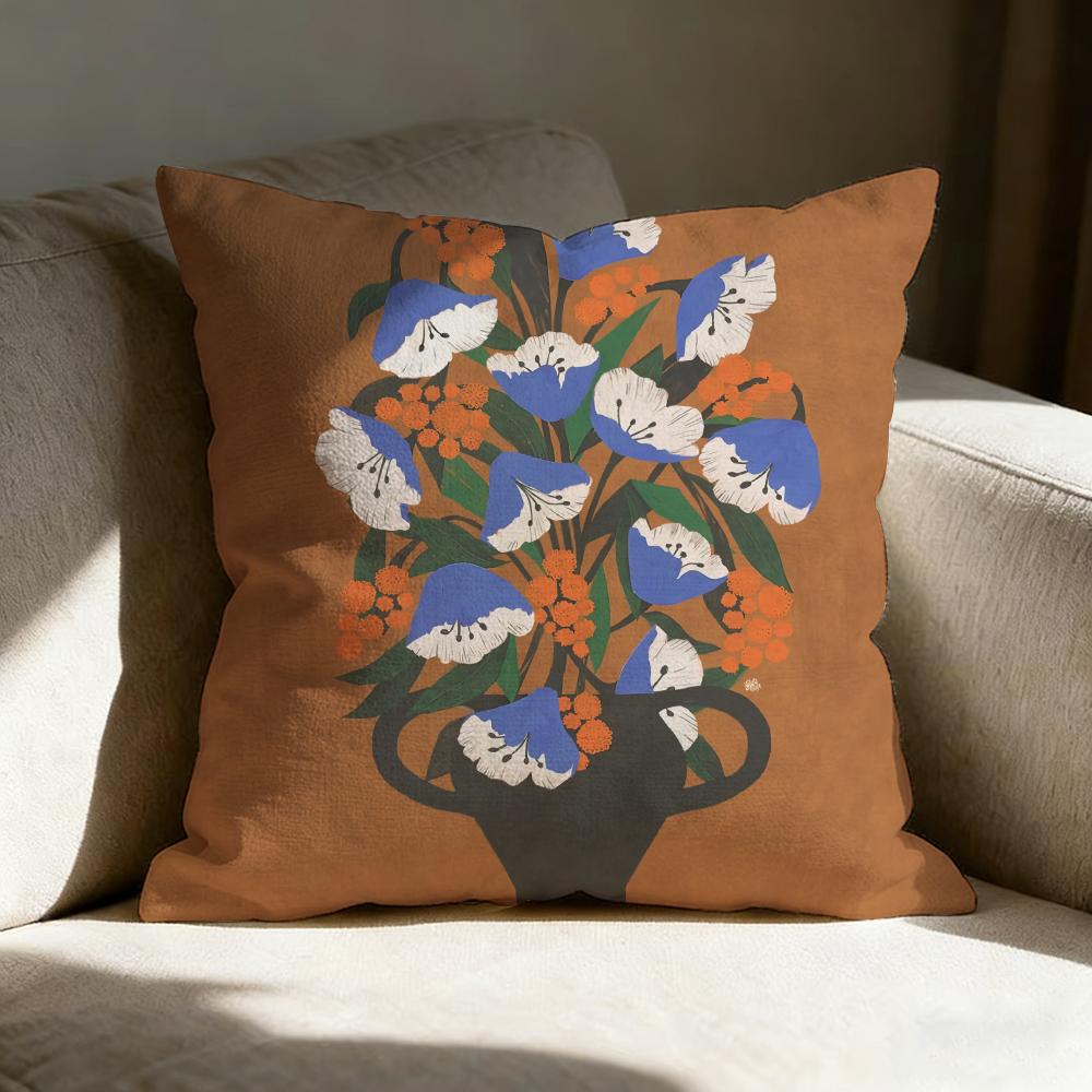 Vintage Vase Print Pillow Case Linen Pillow Covers Cover For Couch Living Room Bench Patio Floor Linen Home Decor