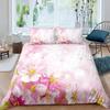 Pink Cherry Blossom King Queen Bedding Set Spring Flora Duvet Cover Japanese Flowers Quilt Cover Soft Polyester Comforter Cover