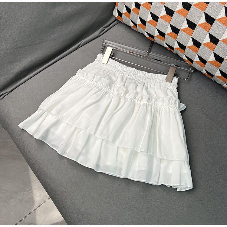 

Летняя пышная юбка А-силуэта с оборками для девочек с защитными шортами 150 cm белый