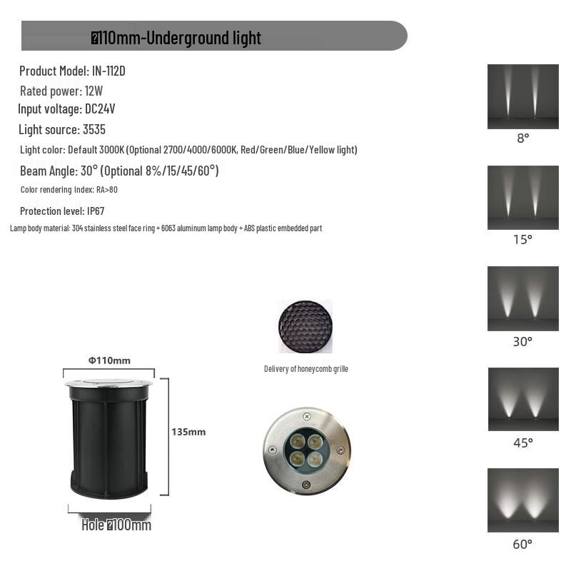 NuFeng Stainless Steel Anti-Glare LED In-Ground Light