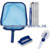Four-Piece Pool Cleaning Set with Pole, Net, Sponge, and Brush