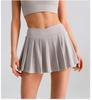Solid Color High Waist Tummy Control Yoga Skirt - Women's Two-Piece Anti-Exposure Tennis Fitness Shorts