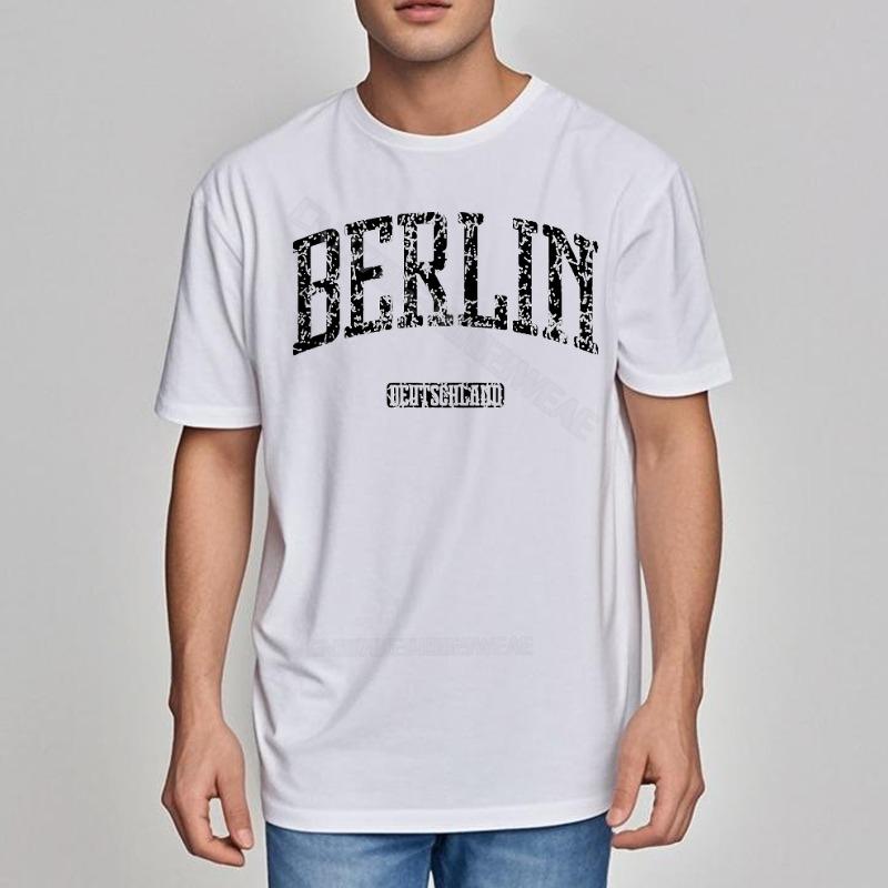 Unisex T-Shirt Weiches Mode-T-Shirt Berlin Aufdruck Auf Schwarzem Shirt Reisen Unisex-T-Shirt Hiphop Klassisches T-Shirt Kurzarm
