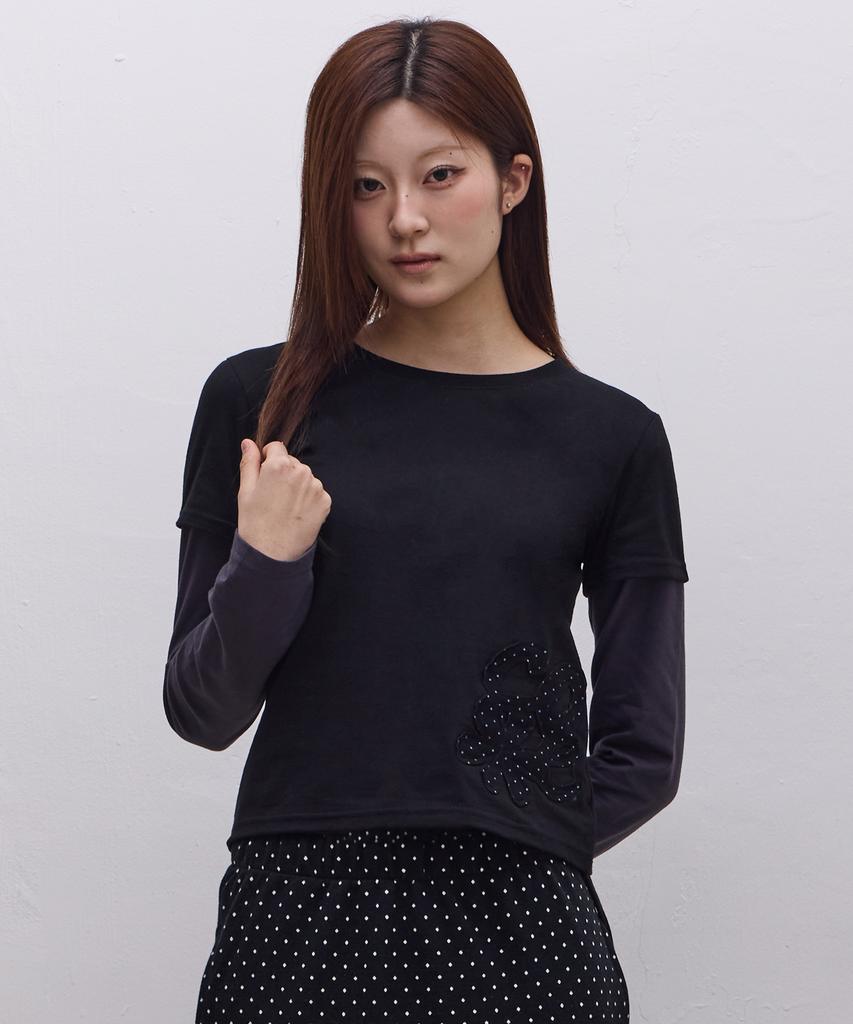 Ebeulisi Dot Patch Layered Long Sleeve (Black)