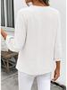 Women's V-Neck Ruffled Blouse - 3/4 Sleeve Loose Casual Shirt