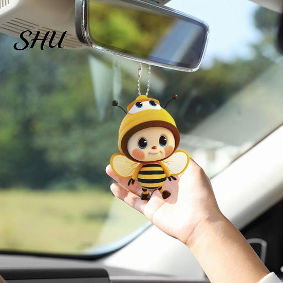 Bee Themed Hanging Decor Acrylic Decoration Single Side Printed Little Ornament Home Car Rearview Mirror Keychain Pendant Birthday Gift Portable