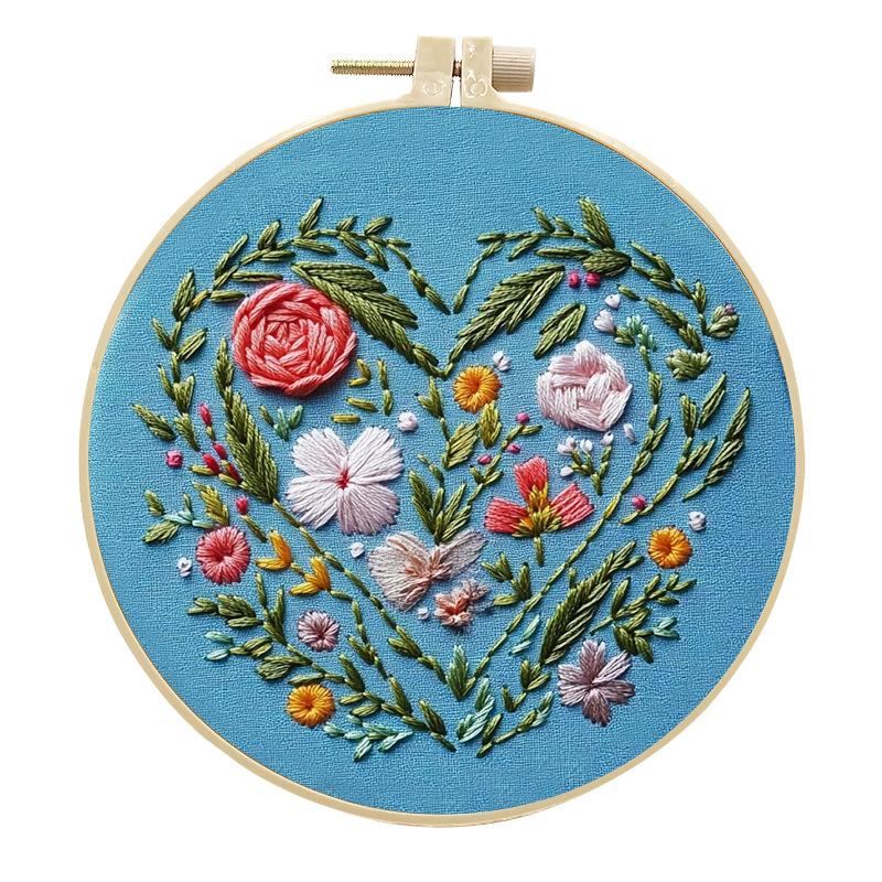 1pc Valentine's Day Blue Embroidery DIY Fabric Craft Set with Tools