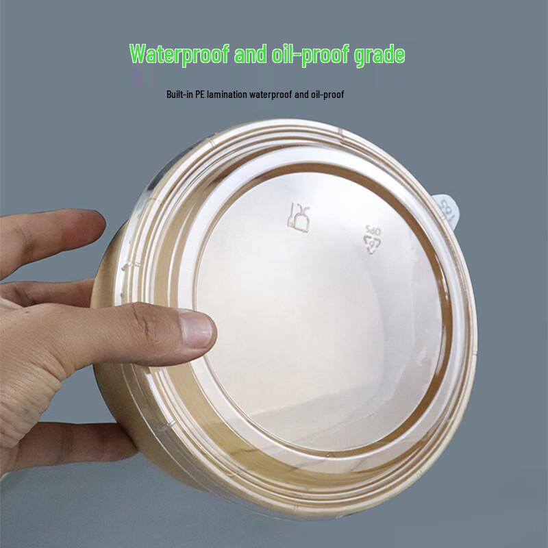 Handun 1100ml Kraft Paper Takeaway Bowls with PP Lids (600 Sets)