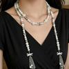Vintage Gentle Style Bow Necklaces Women Pearl Tassel Long Stackable Necklaces Versatile Daily Party Jewelry Accessories Gifts