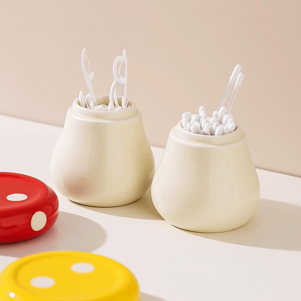 Dust-proof Dental Floss Storage Bottle Ceramics Toothpick Dispenser Toothbridge Holder  Gift