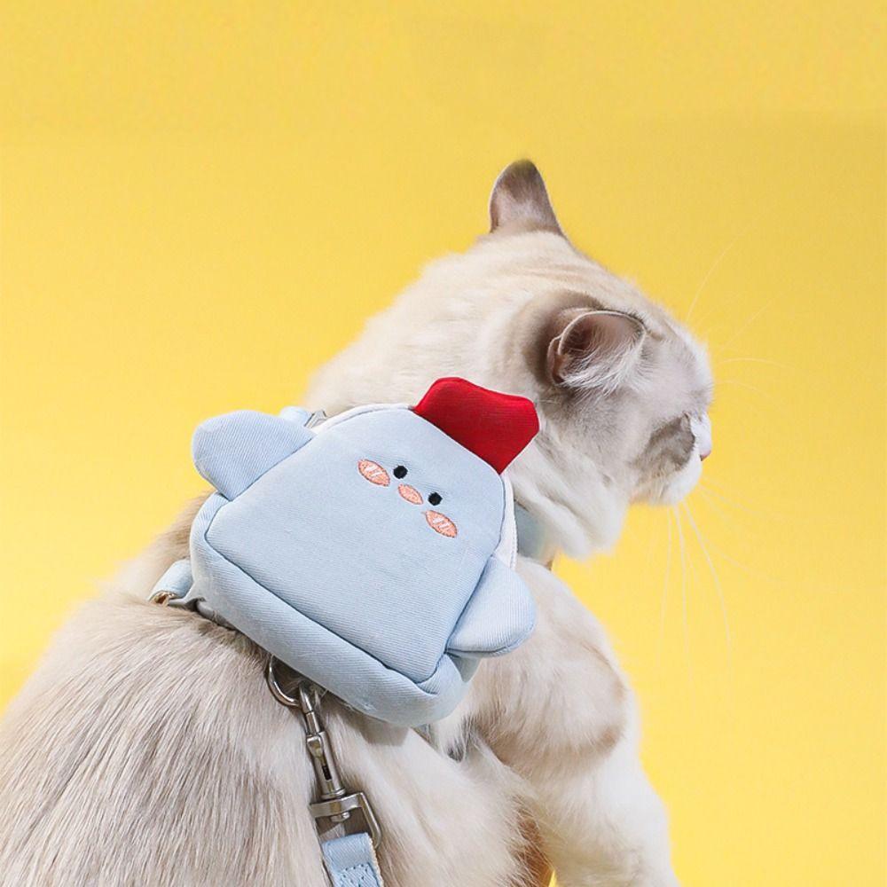 With Backpack and Leash Dog Leash Set Soft Cat Chest Strap  Small and Medium Dogs