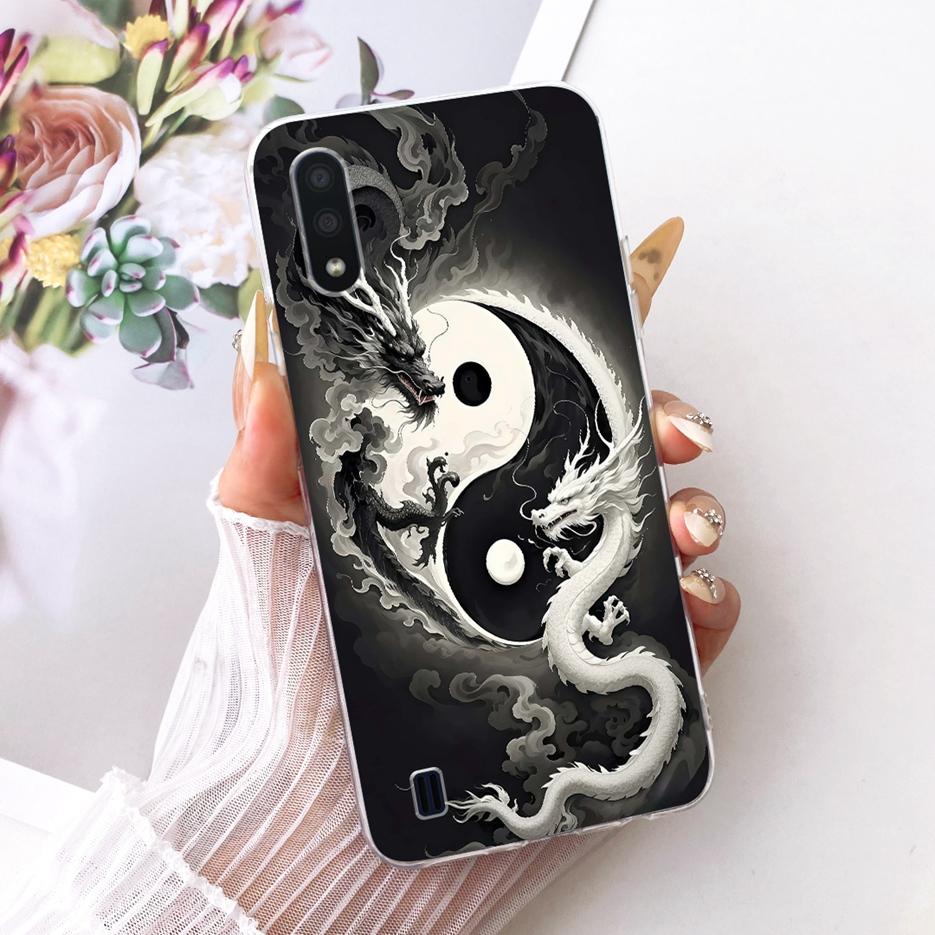 For Samsung Galaxy A01 Case SM-A015F Luxury Butterfly Tree Painted Cover Soft Silicone Case For Samsung A01 M 01 Galaxy M01 Bags