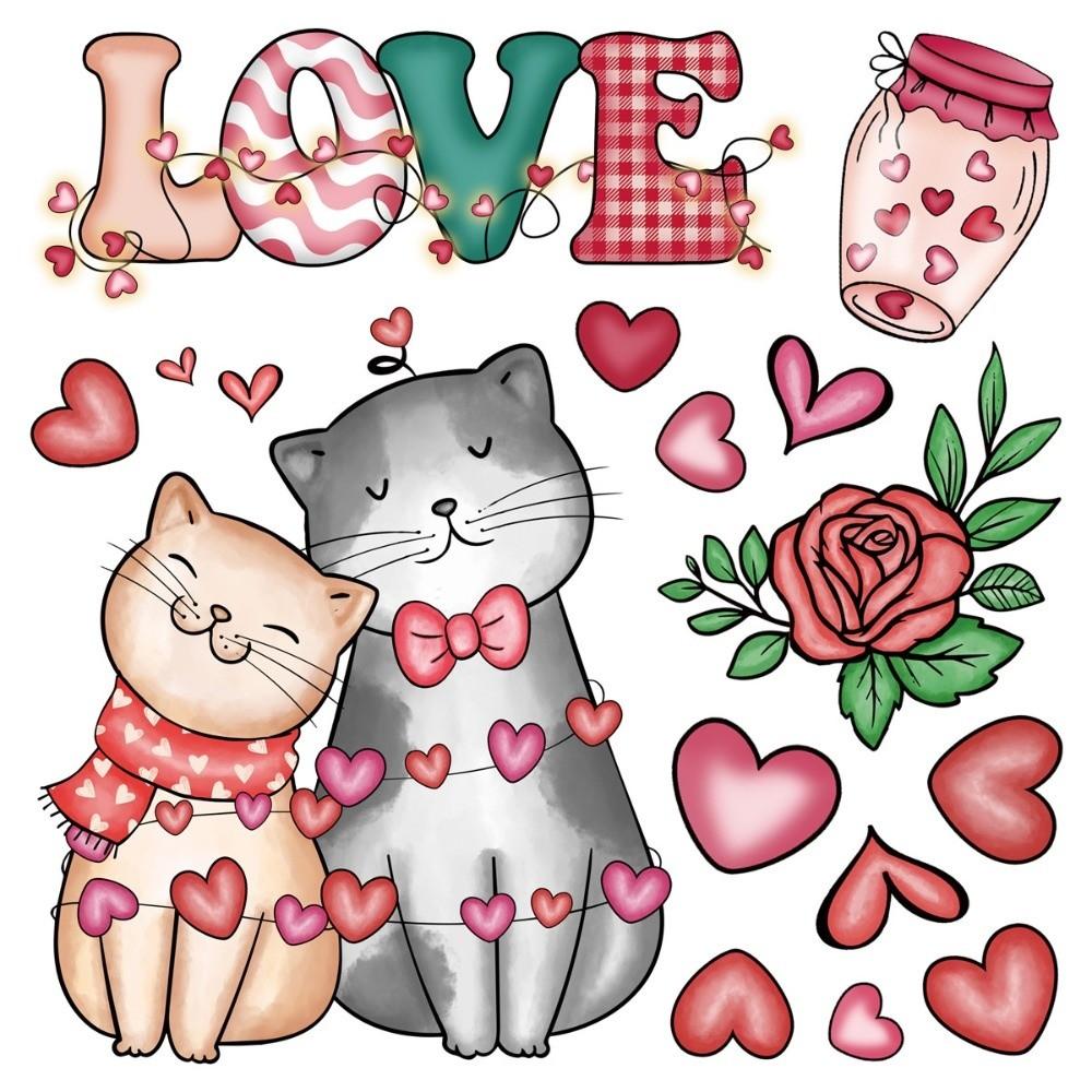 PVC Valentine's Day Window Stickers Animals Cats Bears Mice Love Heart Window Decals  Decorations