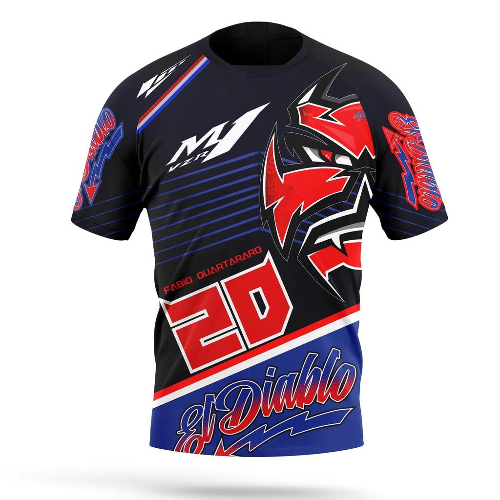 Fabio Quartararo 20 Fan Tričko El Diablo Motocyklový Jezdec Grafické Tričko 3D Tisk Unisex Ležérní Letní Krátký Rukáv