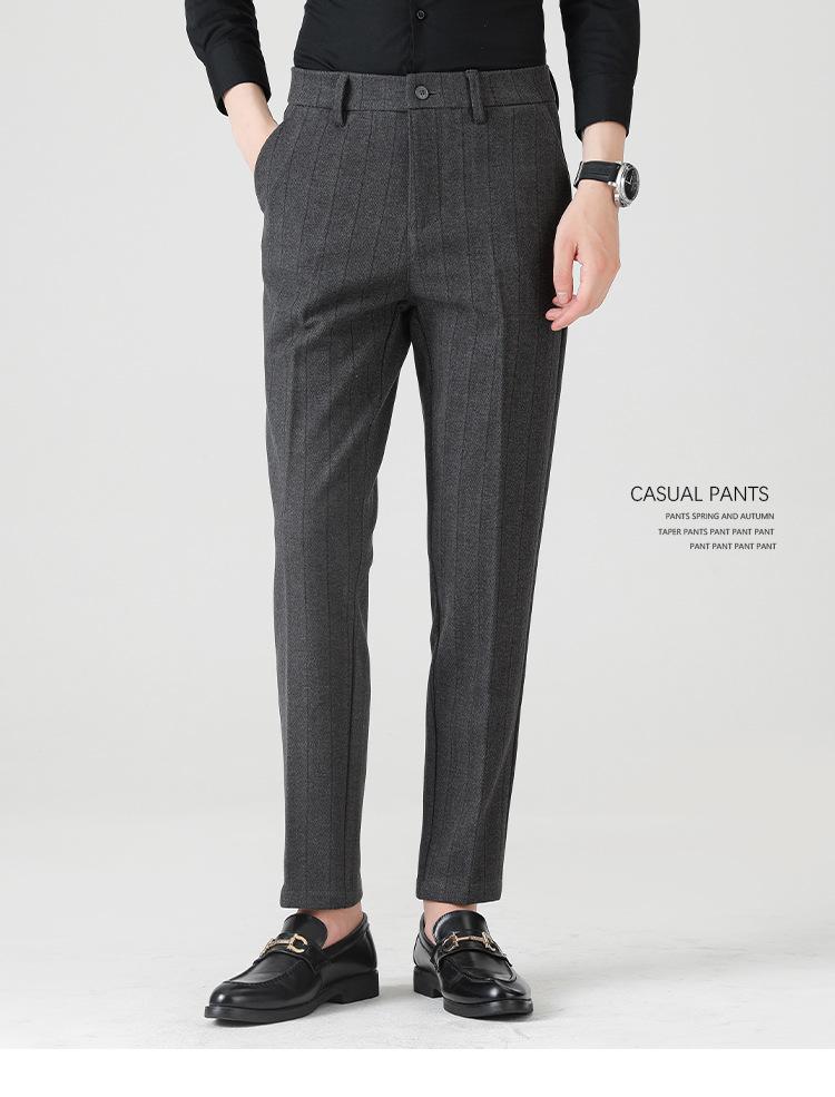 Winter woolen thick men's casual pants youth elastic casual pants light business men's trousers