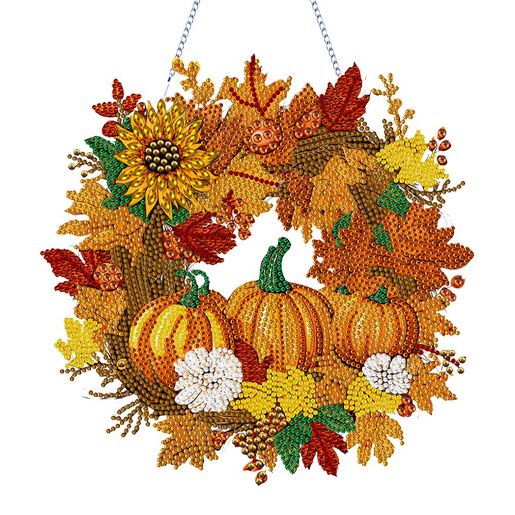 Special Shaped Diamond Painting Wall Decor Wreath Autumn Pumpkin Christmas Spot Drill Garland for Home Window Door Decor Gift