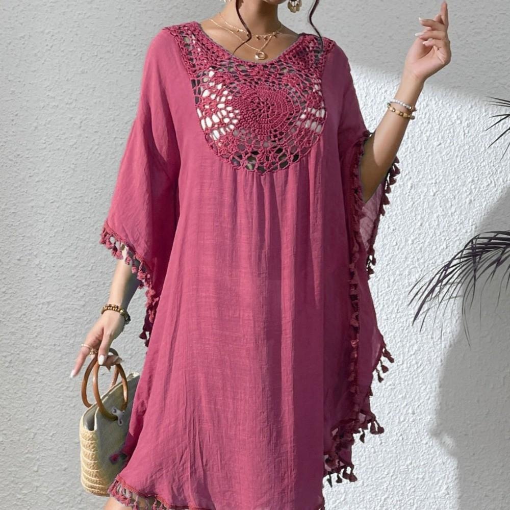 Loose Summer Sunscreen Smock Hollow Out Beachwear Shirt Fashion Bikini Cover-Ups for Women