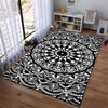 Black and White Mandala Design Rug Non-slip rug suitable for living room and bedroom sofas