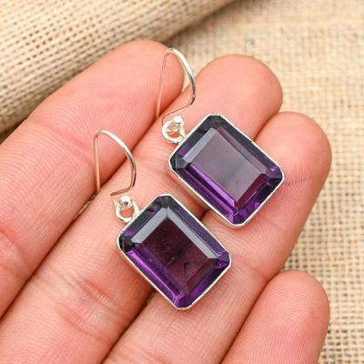 Orecchini di gioielli in argento sterling massiccio 925 fatti a mano con pietre preziose di ametista per regalo di nozze