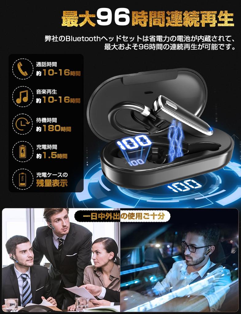 Branchenführendes In-Ear-Bluetooth-Headset, einzelne Ohrhörer, Hängeform, bis zu 96 Stunden kontinuierliche Nutzung, LED-Anzeige, kompatibel mit links und rechts