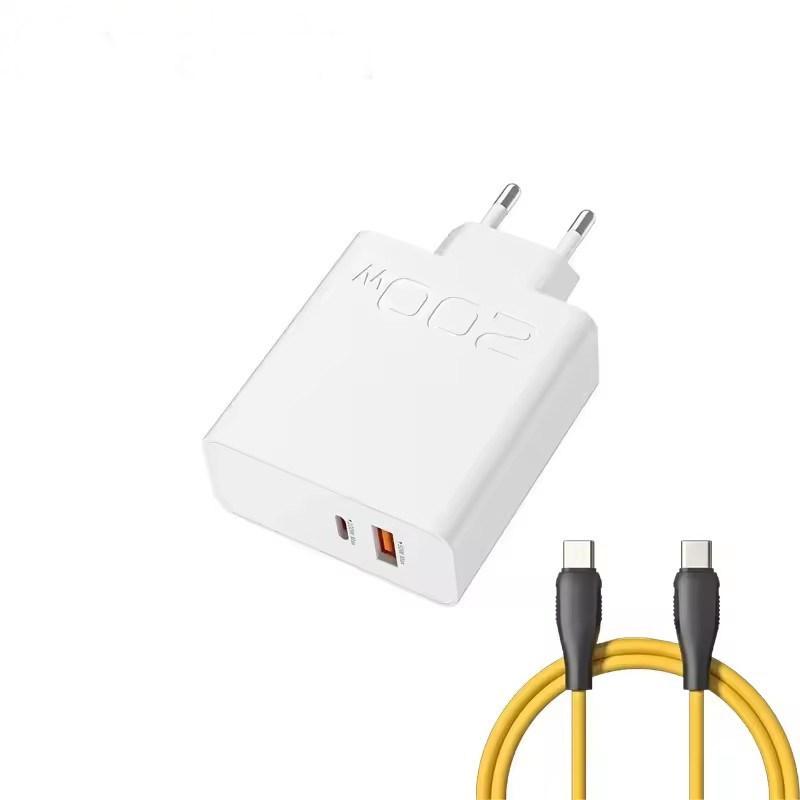 

200 Вт сверхбыстрая зарядка Type-C GaN PD 2-в-1 Type C быстрая зарядка GaN QC 3.0 супер зарядное устройство для телефона для iPhone Huawei Samsung EU Plug белый