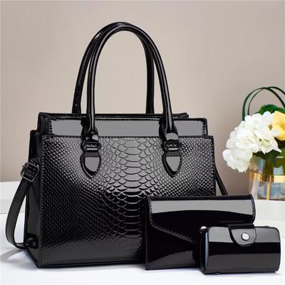 Módní třídílná kabelka z umělé kůže, velká kapacita, všestranná taška přes rameno, crossbody taška s krokodýlím vzorem, dámská kabelka