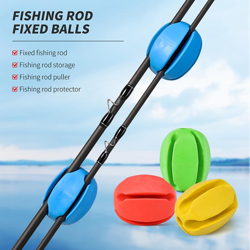 12PCS Silicone Fishing Rod Holder Ball Straps 5 Hole Lightweight Fishing Tackle Ties Organizer Storage Racks Fishing Accessories