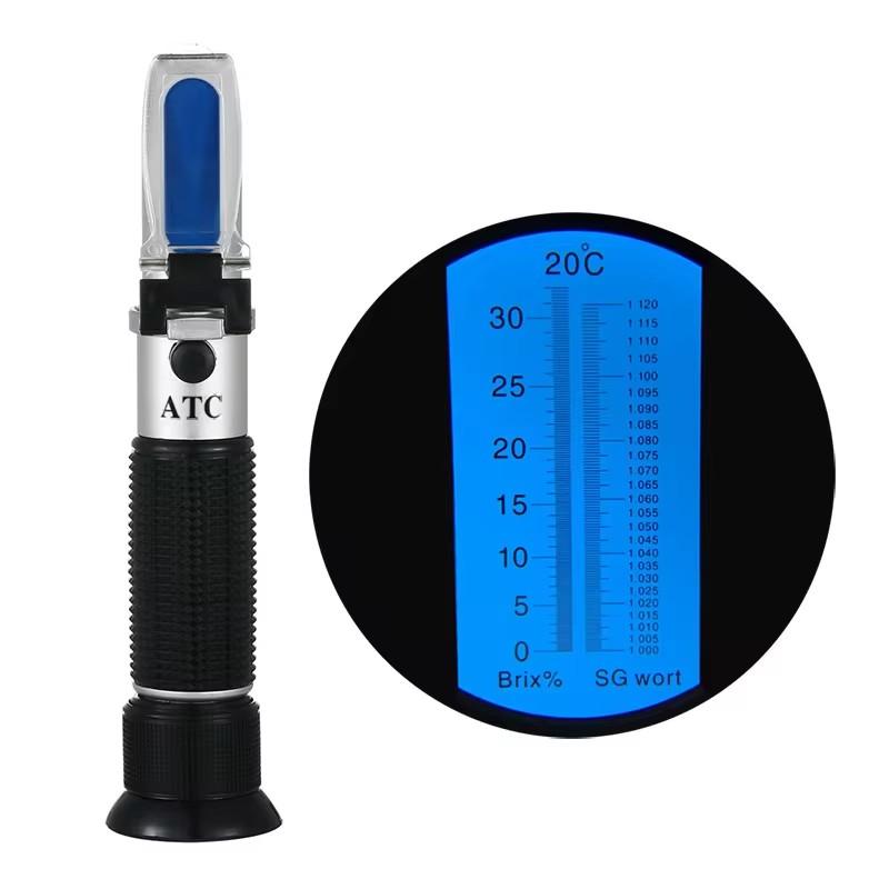 

Retail Box Refractometer Beer Wort Wine ATC SG 1.000-1.130 Brix 0-32%, for Sugar Wine Beer Fruit 48%Off
