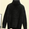 Navava Mock Neck Mink Fur Long Sleeve Knit Sweater Nk1860