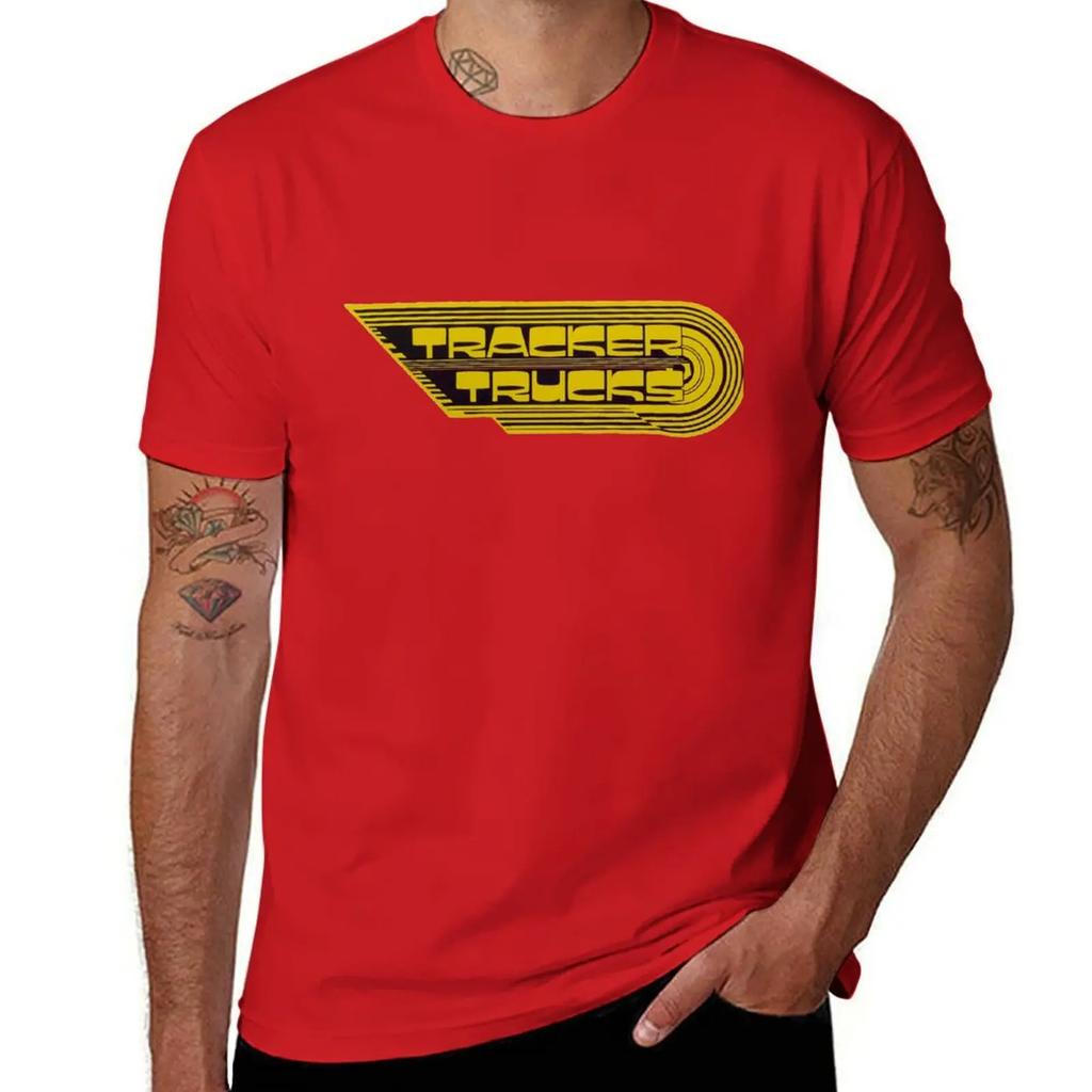 Tracker Trucks, Retro Skateboard T Shirt Design T-shirt Graphics Korean Fashion Black T-shirts for Men