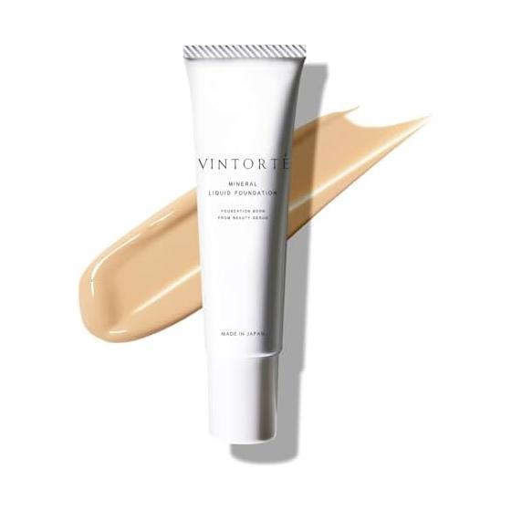 Liquid Foundation Dry, Hard to Fall, Moisturizing Serum, Mineral SPF42 PA+++ Moist, Glossy Skin, Soap Off VINTORTE (Light Beige) v-mlf3-2