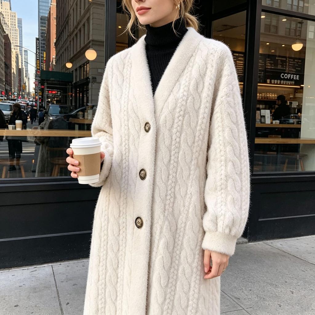 Autumn and winter thickened women's clothing long fur imitation mink twist cardigan jacket fur integrated coat