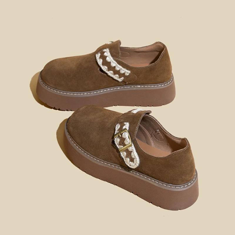 

Spring and Autumn new niche thick-soled women s retro one-word buckle versatile casual single shoes women 35