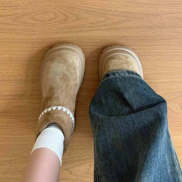 Miyou version~ Winter velvet thickened round head warm cotton shoes women's 2025 new matte short snow boots