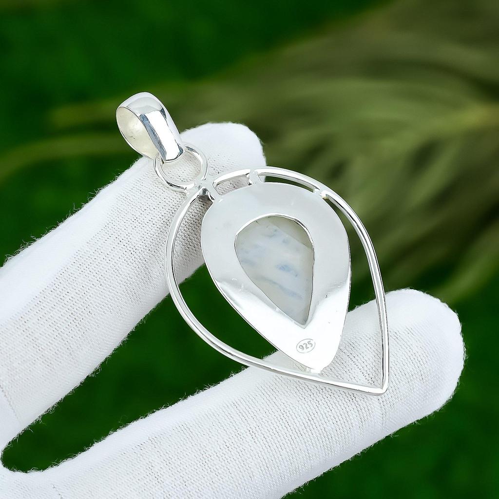 Natural Rainbow Moonstone Gemstone Pendant 925 Sterling Silver Indian Jewelry