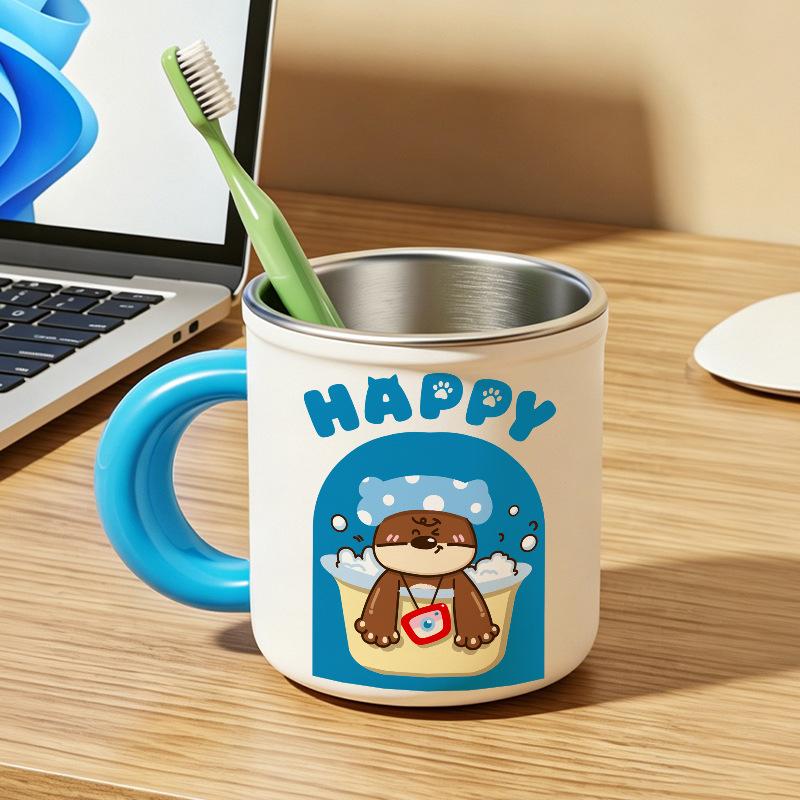 Toothbrushing Cup - Stainless Steel Children s Toothbrushing Cup - Shock-resistant Toothbrushing Cup - Cute Toothbrushing Cup - Wash Basin Cup Taking a bath