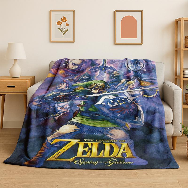 Classic Game Z-Zelda Cartoon Link Flannel Blanket Soft Warm Throw Blanket for Bedroom Living Room Bed Travel Camping Picnic