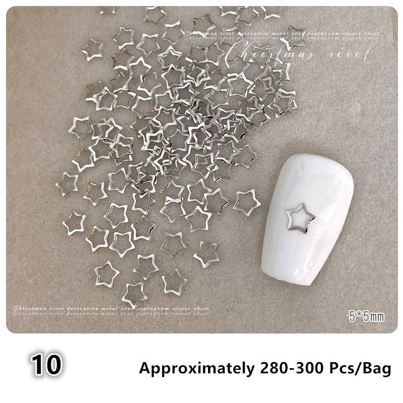 3D Alloy Five-Pointed-Star Gold Silver Diamond Nail Decoration Luxury Manicure Accessories Hollow Star Nail Art Art Rivet Charms
