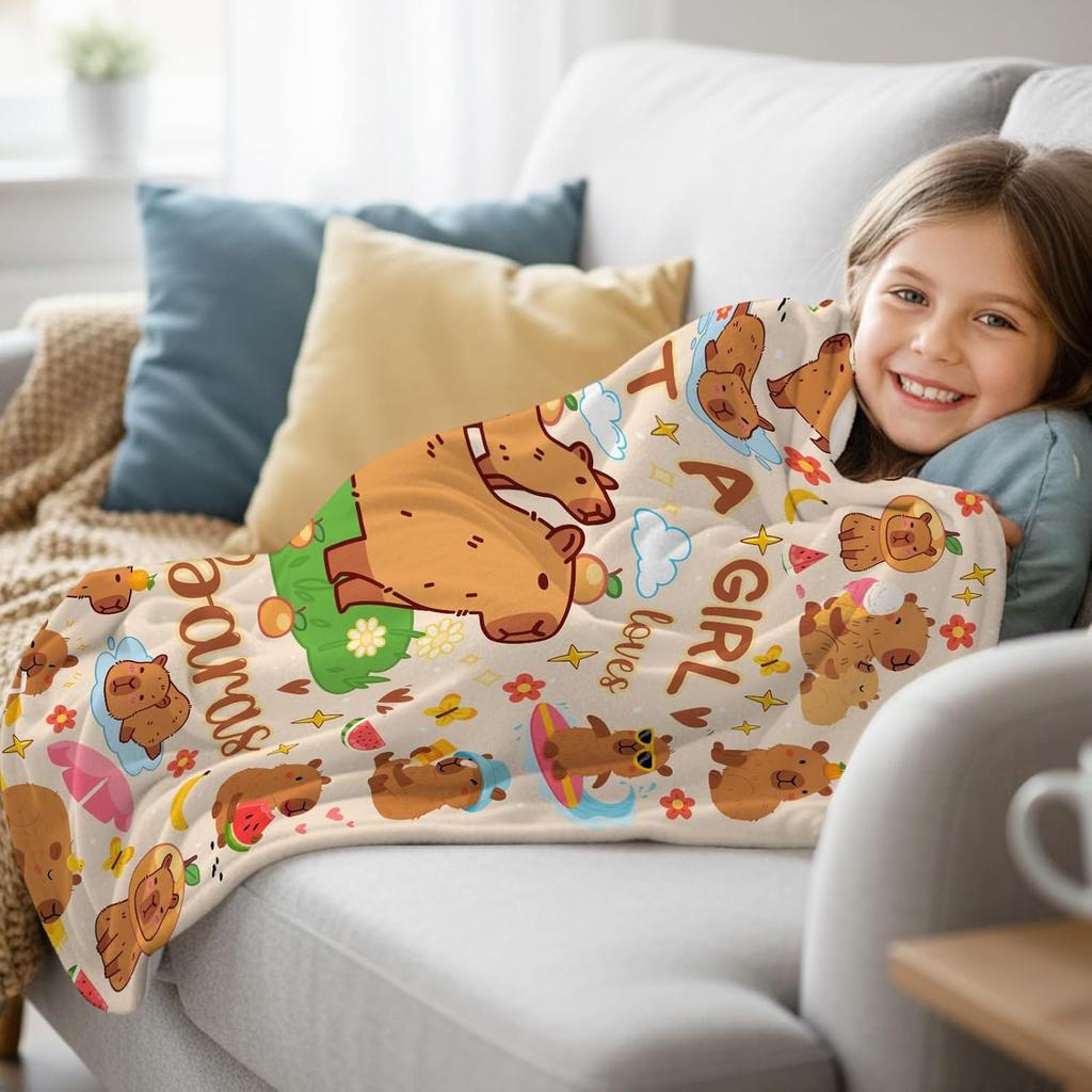Capybara Blanket for Girls Boys, Capybara Gifts for Girls, Ultra Soft Throw Blanket for Room Decor Bedding 40"x50"