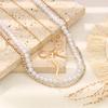 Jewelry Retro Imitation Pearl Multi-layer Chain Stacked Necklace Versatile Temperament Bow Collarbone Chain Women