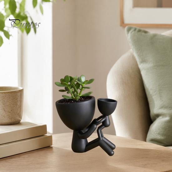 Cute Desktop Landscape Planter 3D Printed Mother Child Embracing Planter, Modern Minimalist Dual Succulents Multi Functional Storage Holder