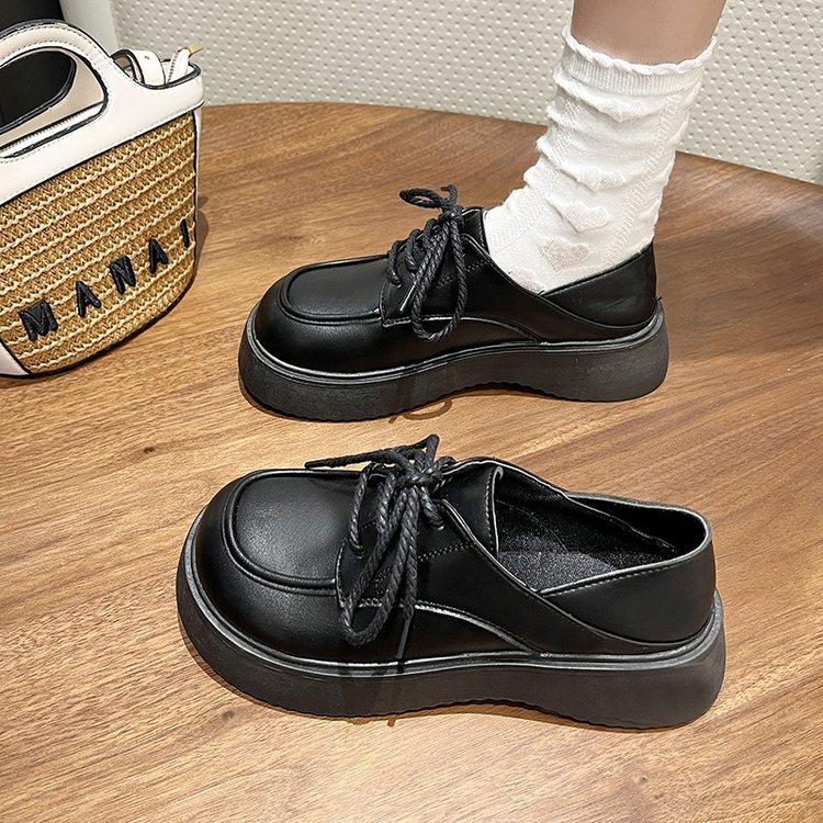 

Size 35-42, large size women s shoes 41 fat feet British style small single shoes women s spring students thick-soled Mary Jane leather shoes 42 чёрный