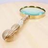 Total Length, Collectible Desk - Vintage Brass Magnifying Glass with Mother of Pearl Inlay Handle