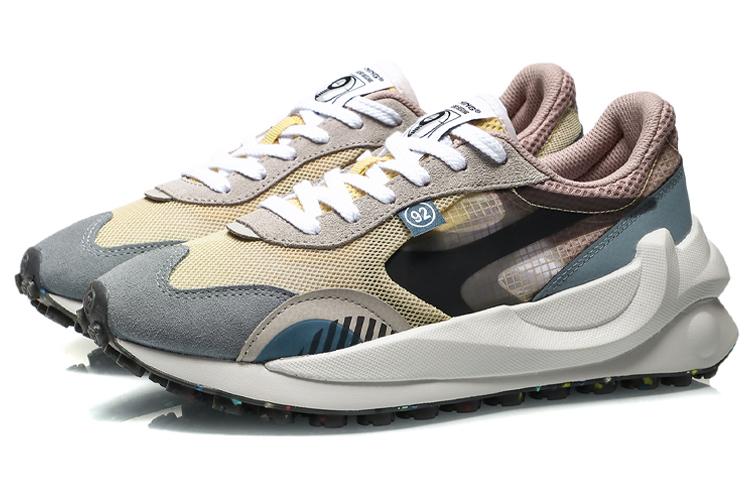 Li Ning Square Running Shoes Women's Yellow Blue Gray AGCR034-4